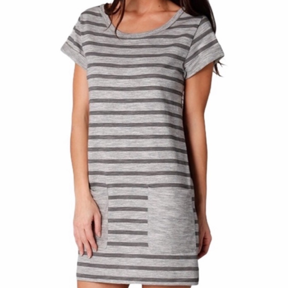 RAG & BONE gray striped short sleeve t-shirt dress
